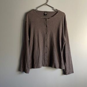 EILLEN FISHER CHARCOAL BUTTON UP CARDIGAN